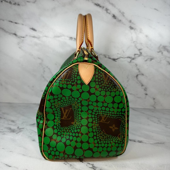 Louis Vuitton Kusama Speedy bag 30 Green dots circles Spots monogram LV Rare - Picture 5 of 15